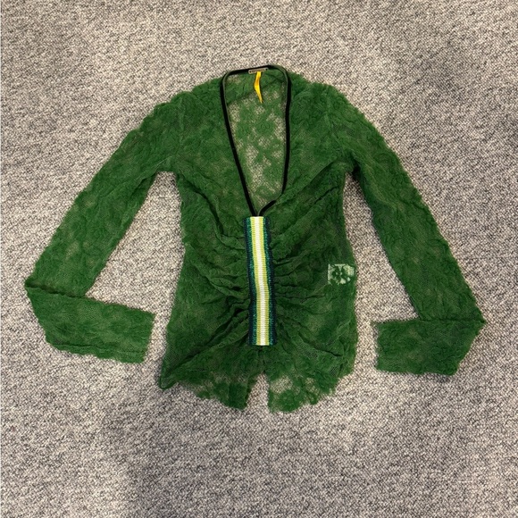 Fornarina Green Lace Long Sleeve Top - Picture 2 of 8